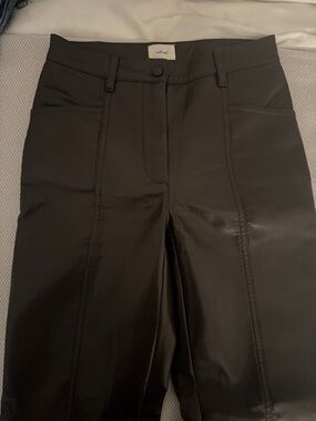 Aritzia Wilfred Faux Leather Rebel Front-Seam Pants - Chocolate Brown